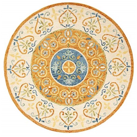 Safavieh 4 x 4 ft. Novelty Round Hand-Tufted Rug Rust & Ivory NOV601P-4R